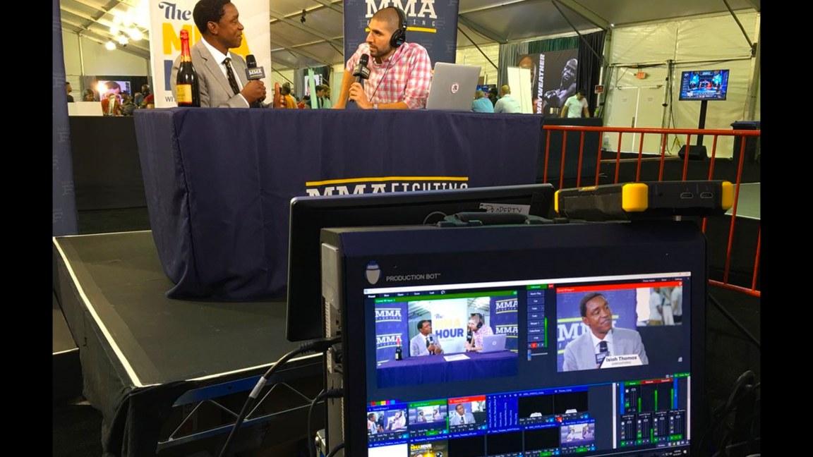 Our Production Bot handling all camera switching and graphics on radio row