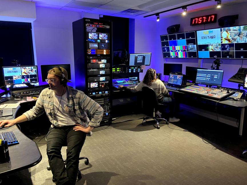 A view from the control room where Live X manages the live video stream before broadcast.